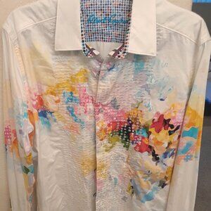 Robert Graham Men's Embroidered Shirt Size Large Gently Worn
